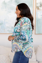 Load image into Gallery viewer, In the Willows Button Up Blouse in Teal Paisley