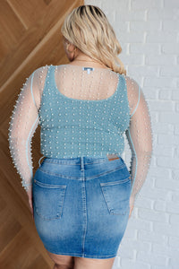 Pearl Diver Layering Top in Light Cyan