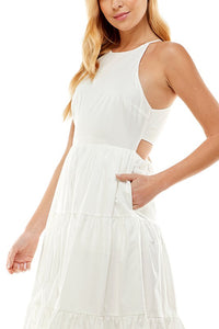 Tiered Halter Midi Dress