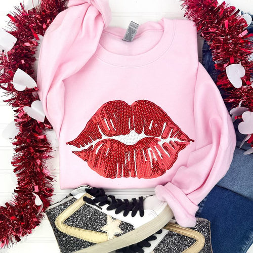 PREORDER: Sequin Patch Lips Sweatshirt