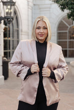 Load image into Gallery viewer, Champagne and Roses Satin Blazer