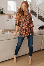 Load image into Gallery viewer, Dearest Dreamer Peplum Top in Abstract Mocha