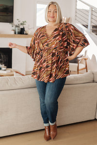 Dearest Dreamer Peplum Top in Abstract Mocha