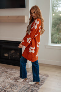 Enough Anyways Floral Cardigan in Burnt Orange