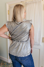 Load image into Gallery viewer, Shine On Metallic Peplum Top