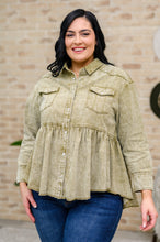 Load image into Gallery viewer, Green Tea Button Up Long Sleeve Top in Olive