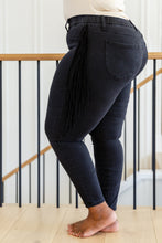 Load image into Gallery viewer, Hilary Side Fringe Skinny Jegging In Black