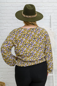 Honey Honey Floral Smocked Blouse in Black