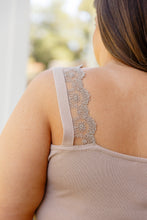 Load image into Gallery viewer, I Can Love You Better Lace Tank in Taupe