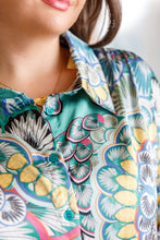 Load image into Gallery viewer, In the Willows Button Up Blouse in Teal Paisley