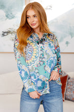 Load image into Gallery viewer, In the Willows Button Up Blouse in Teal Paisley