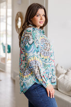 Load image into Gallery viewer, In the Willows Button Up Blouse in Teal Paisley