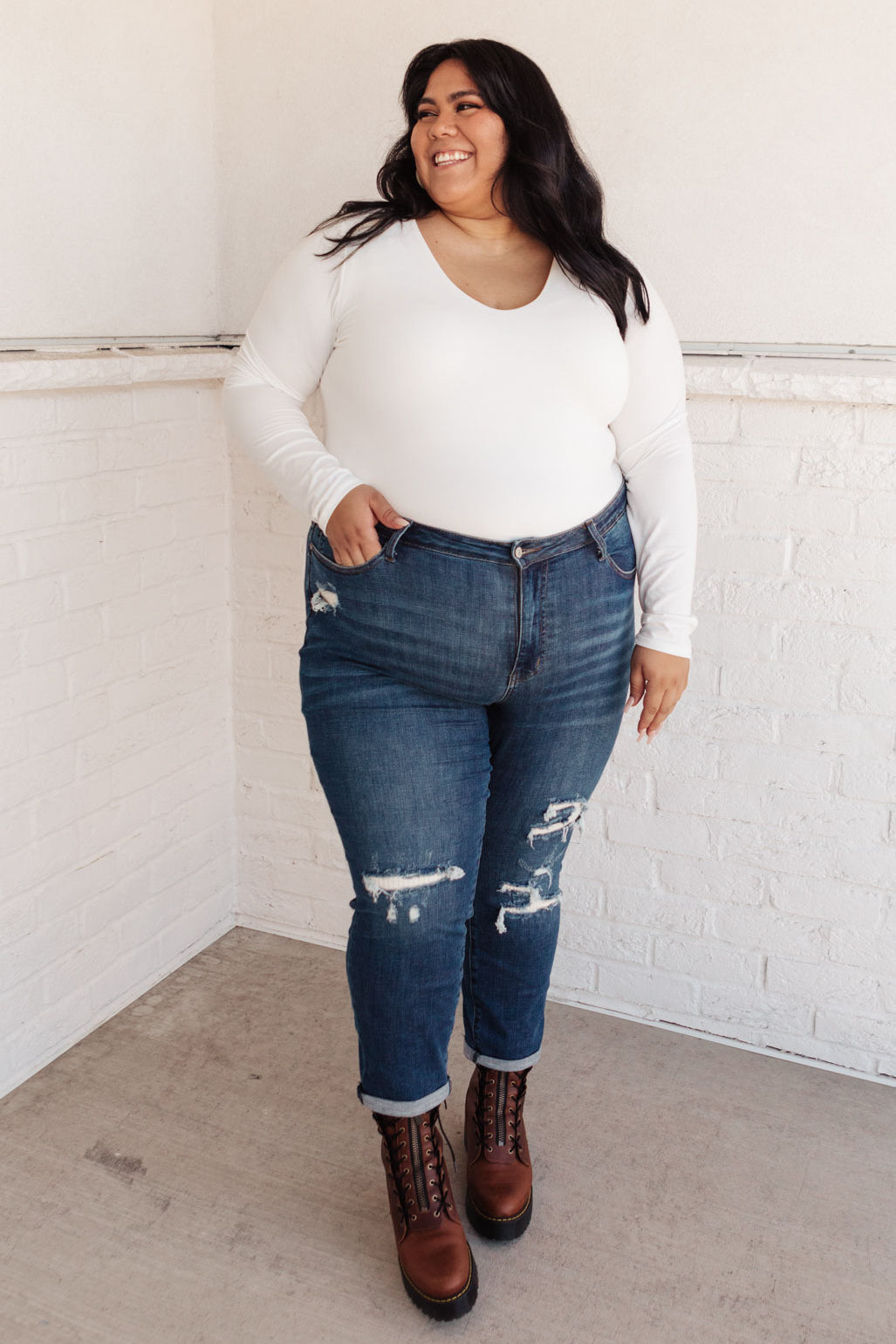 Mid-Rise Thermal Boyfriend Jeans