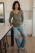 Load image into Gallery viewer, On a Roll Ribbed Knit V Neck Long Sleeve Top