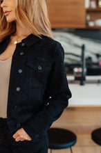 Load image into Gallery viewer, Reese Rhinestone Denim Jacket in Black