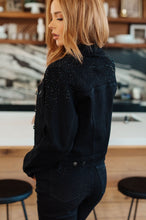 Load image into Gallery viewer, Reese Rhinestone Denim Jacket in Black