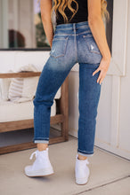 Load image into Gallery viewer, Suki Mid Rise Sequin Patch Tapered Jeans